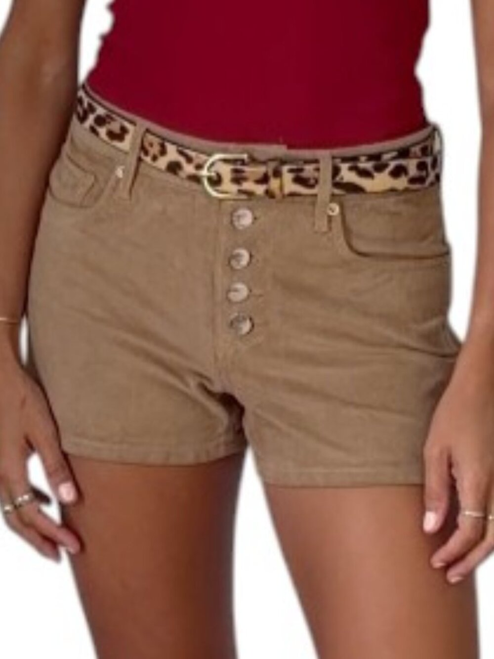 Taupe Faux Suede High Rise Shorts Exposed Button Fly Stretch Size 2